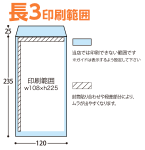 長3封筒印刷範囲