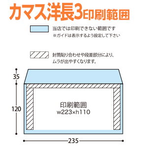 カマス洋長3封筒印刷範囲